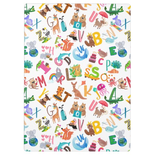 Waterverf Dierlijk alfabet Schattig, gepersonalise Klembord (Achterkant)