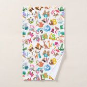 Waterverf Dierlijk Alfabet Schattige Kinderen Bad Handdoek (Handdoek)