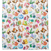 Waterverf Dierlijk Alfabet Schattige Kinderen Douchegordijn (Voorkant)