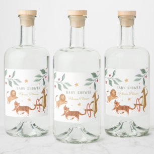 Waterverf dierlijk Baby shower Likeurfles Etiket