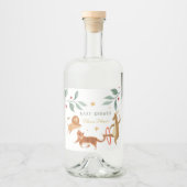 Waterverf dierlijk Baby shower Likeurfles Etiket (Voorkant)