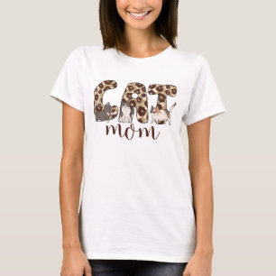 WATERVERF DIERLIJKE AFDRUKTE CAT MOM T-SHIRT