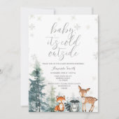 Waterverf Dierlijke Koude Buiten Baby shower Kaart (Voorkant)