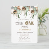 Waterverf Dierlijke printballonnen 1e verjaardag Kaart (Staand voorkant)