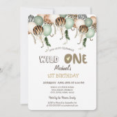 Waterverf Dierlijke printballonnen 1e verjaardag Kaart (Voorkant)