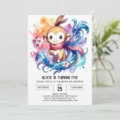 Waterverf Digital Monkey Birthday Kaart (Staand voorkant)