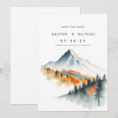 Waterverf Digital Mountain Save The Date (Voorkant / Achterkant)