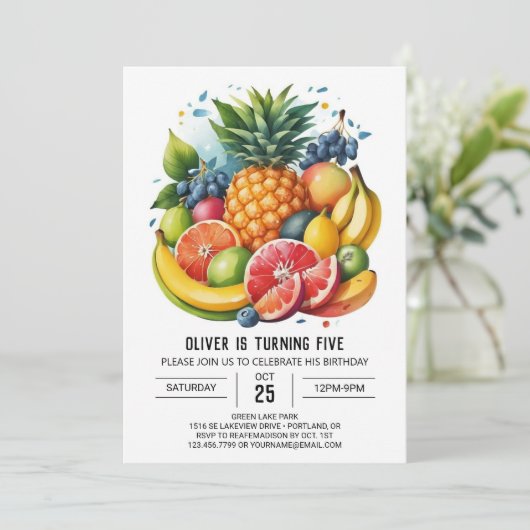 Waterverf Digitale Apple Fruits Verjaardag Kaart (Staand voorkant)