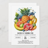 Waterverf Digitale Apple Fruits Verjaardag Kaart (Voorkant / Achterkant)