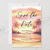 Waterverf digitale strand bruiloft save the date (Voorkant)