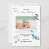 Waterverf Dino baby geboorte aankondiging (Voorkant)