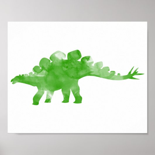 Waterverf Dino Dinosaur Baby Boy Nursery Print (Voorkant)