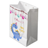 Waterverf Dino feestjes Medium Cadeauzakje (Voorkant Gekanteld)