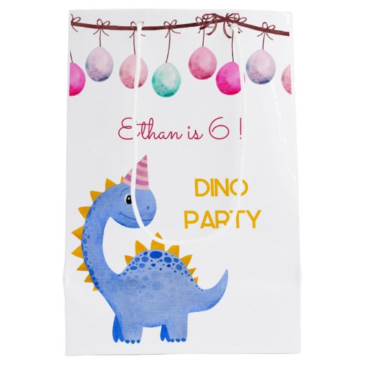 Waterverf Dino feestjes Medium Cadeauzakje (Achterkant)