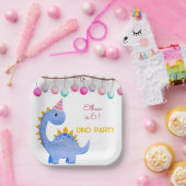 Waterverf Dino feestjes Papieren Bordje (Feest)