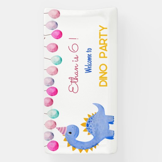 Waterverf Dino feestjes Spandoek (Verticaal)