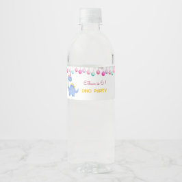 Waterverf Dino feestjes Waterfles Etiket