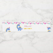 Waterverf Dino feestjes Waterfles Etiket (Enkel label)