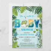 Waterverf Dino & Tropical Leaves Baby shower Kaart (Voorkant)