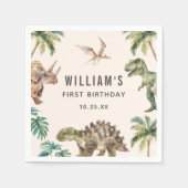 Waterverf Dinosaur 1e verjaardag Servet (Voorkant)