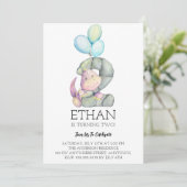 Waterverf Dinosaur 2e verjaardag van de uitnodigin Kaart (Staand voorkant)