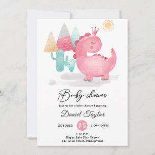 Waterverf Dinosaur Baby Dino baby shower Invita Kaart