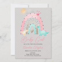 Waterverf Dinosaur Baby Girl Dino baby shower