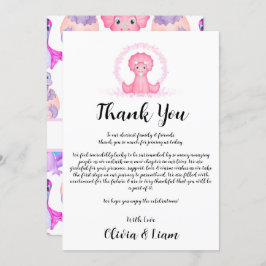 Waterverf Dinosaur Baby shower Hartelijk dank Bedankkaart