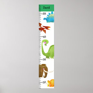 Waterverf Dinosaur Boy Growth Chart Persoonlijk Poster