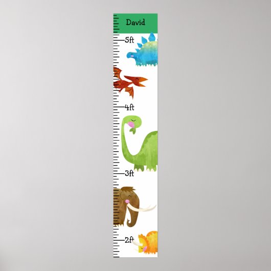 Waterverf Dinosaur Boy Growth Chart Persoonlijk Poster (Voorkant)