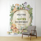 Waterverf Dinosaur Boys Birthday Welkomstfeest Wandkleed (In situ)