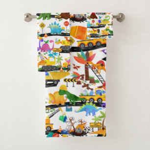 Waterverf Dinosaur Construction Kinder Cute Bad Handdoek