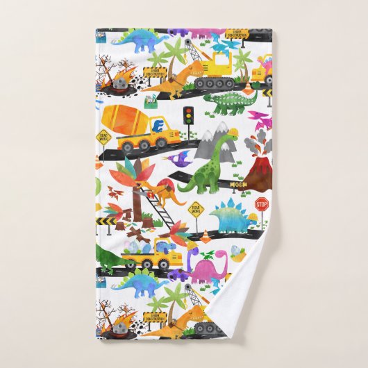 Waterverf Dinosaur Construction Kinder Cute Bad Handdoek (Handdoek)