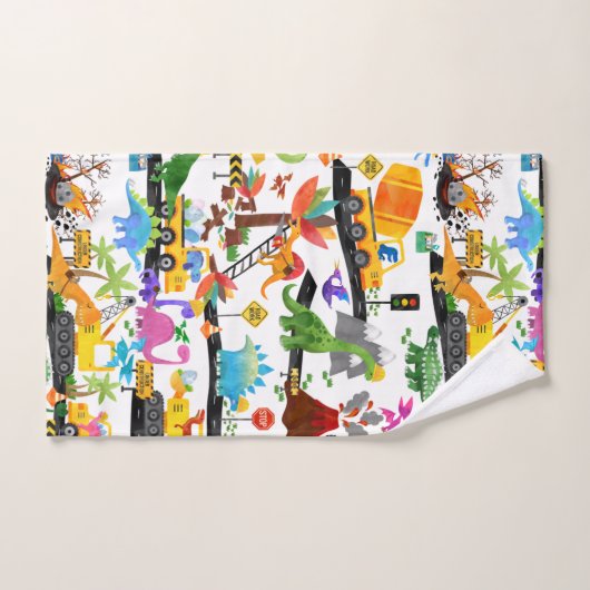 Waterverf Dinosaur Construction Kinder Cute Bad Handdoek (Handdoek)