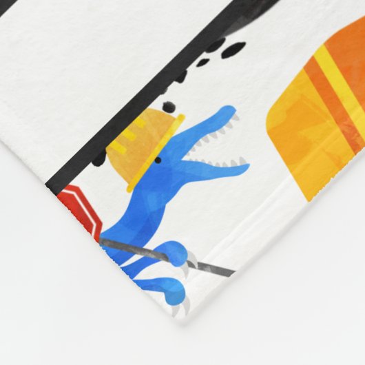 Waterverf Dinosaur Construction Kinder Cute Fleece Deken (Hoek)