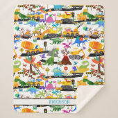 Waterverf Dinosaur Construction Kinder Cute Sherpa Deken (Voorkant)