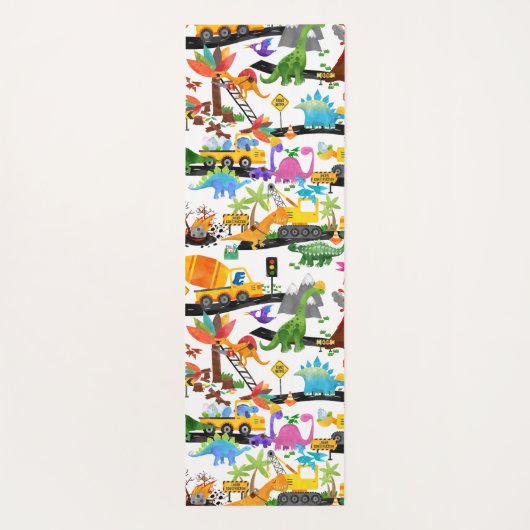 Waterverf Dinosaur Construction Kinder Cute Yogamat (Achterkant)