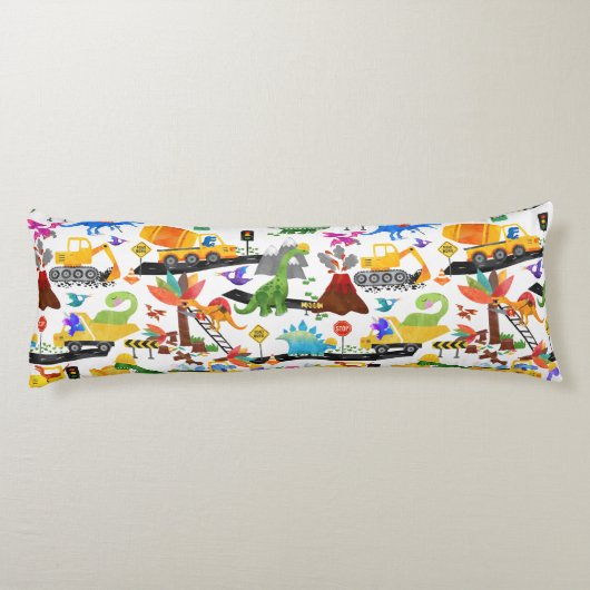 Waterverf Dinosaur Construction Kinder Personalize Lichaamskussen (Achterkant)