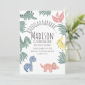 Waterverf Dinosaur Doodles Hand Painted Birthday Kaart (Staand voorkant)