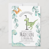 Waterverf Dinosaur eerste verjaardag Kaart (Voorkant)