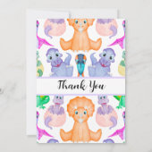 Waterverf Dinosaur Gender Reopenbaart Dank u wel Bedankkaart (Achterkant)