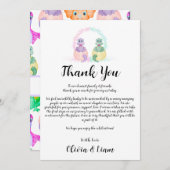 Waterverf Dinosaur Gender Reopenbaart Dank u wel Bedankkaart (Voorkant / Achterkant)