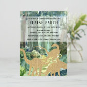 Waterverf Dinosaur Genderneutraal Baby shower Kaart (Staand voorkant)