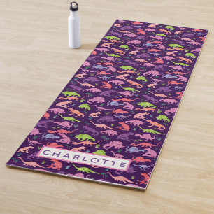 Waterverf Dinosaur gepersonaliseerde Kinder Paarse Yogamat
