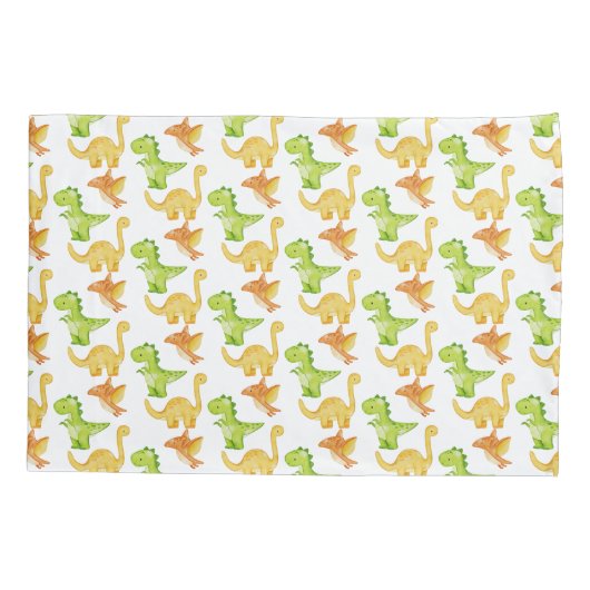 Waterverf dinosaur gepersonaliseerde naam kussensloop (Achterkant)