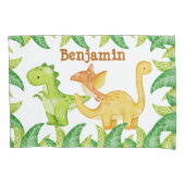 Waterverf dinosaur gepersonaliseerde naam kussensloop (Voorkant)