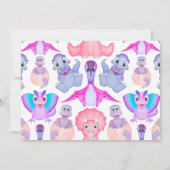 Waterverf Dinosaur Girl Baby shower Kaart (Achterkant)