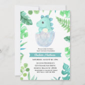 Waterverf Dinosaur Hatching Baby shower Kaart (Voorkant)