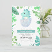 Waterverf Dinosaur Hatching Baby shower Kaart (Staand voorkant)