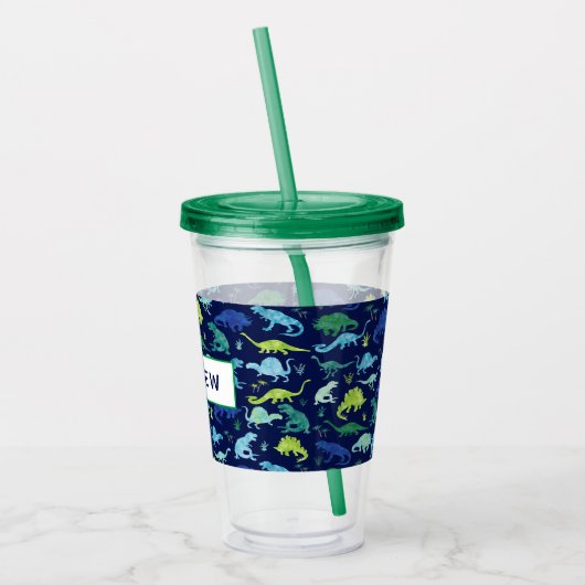 Waterverf Dinosaur Kinder gepersonaliseerd dinatro Acryl Drinkbeker (Links)